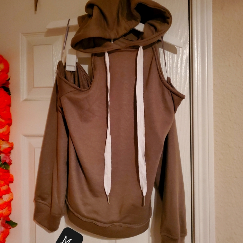 Olive open back hoodie